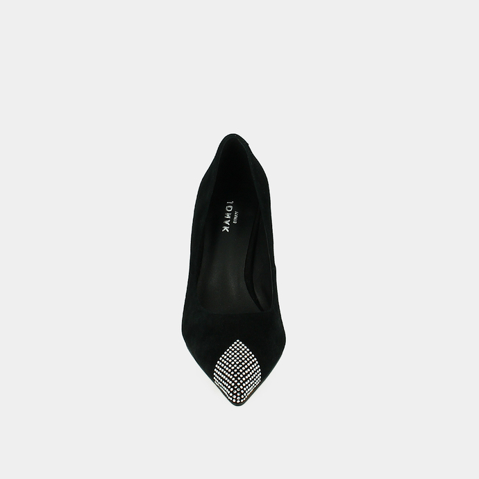 Escarpins à bouts pointus  en velours noir et argent