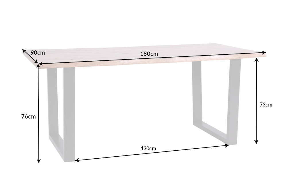 Massivholz Esstisch LIVING EDGE 180cm natur Wildeiche geölt Baumkante Kufengestell