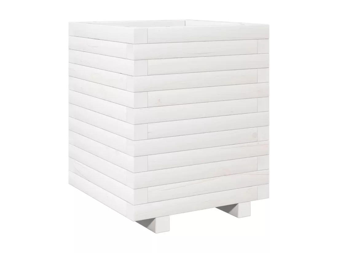 Jardinière bac lit surélevé bois blanche 40 x 40 x 49.5 cm 02_0037567
