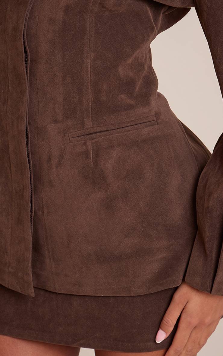 Marron Foncé Ensemble Coordonné Mini-jupe En Daim Tall