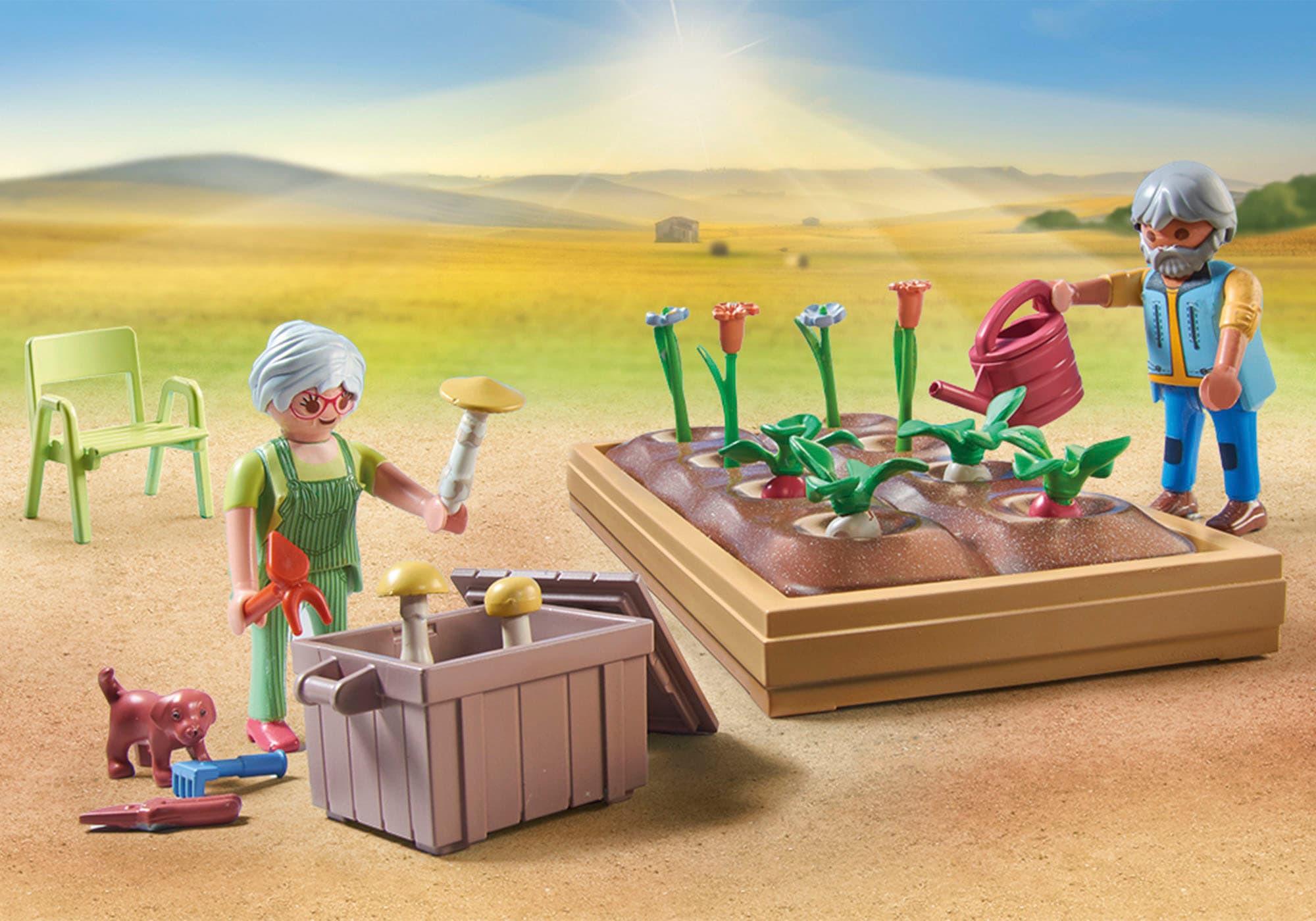 Playmobil® Konstruktions-Spielset »Idyllischer Gemüsegarten bei den Grosseltern (71443), Country« teilweise aus recyceltem Material; Made in Europe