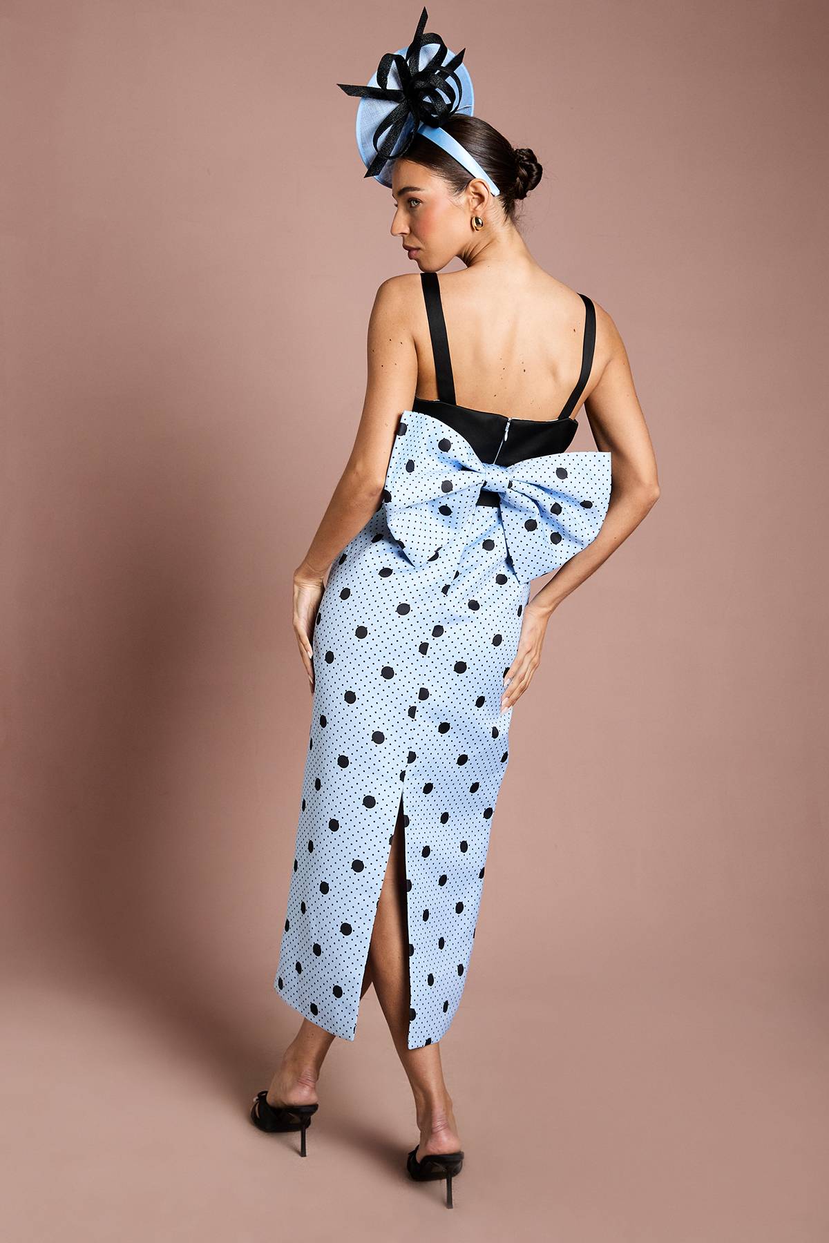 Coast Robe Crayon Maxi Lisa À Pois Beiges Avec Détails Contrastés