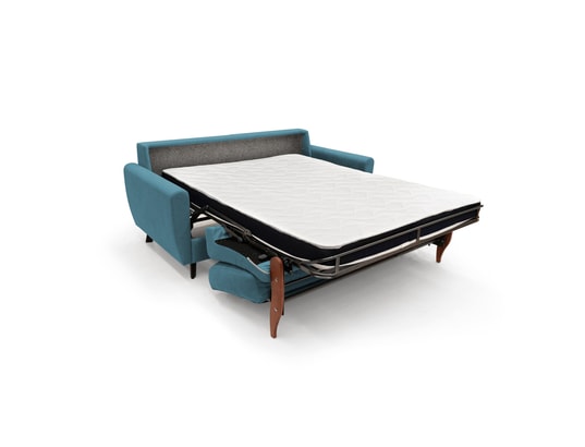 DIVANI.STORE - Canapé lit callisto en tissu imperméable bleu ciel 3 places