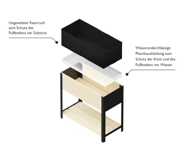 Upyard Holz-Pflanzkasten ModernBox mit Ablage,