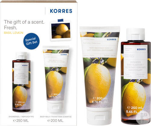 Korres Coffret Basil Lemon Gel Douche 250ml + Lait Corps 200ml