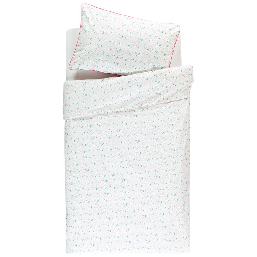 Parure de lit fille avec housse de couette et taie d'oreiller Poetic nature - Ecru