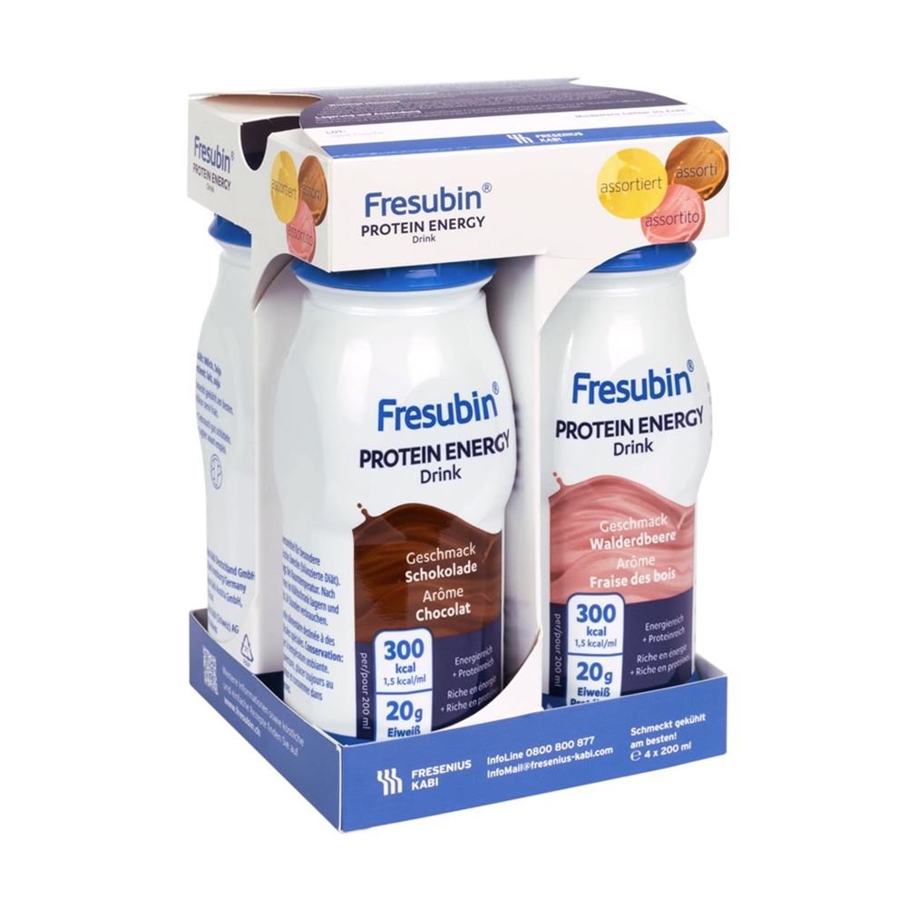 Fresubin Protein Energy DRINK<br>4 × 200 ml, Flasche, Emulsion zum Einnehmen, assortiert