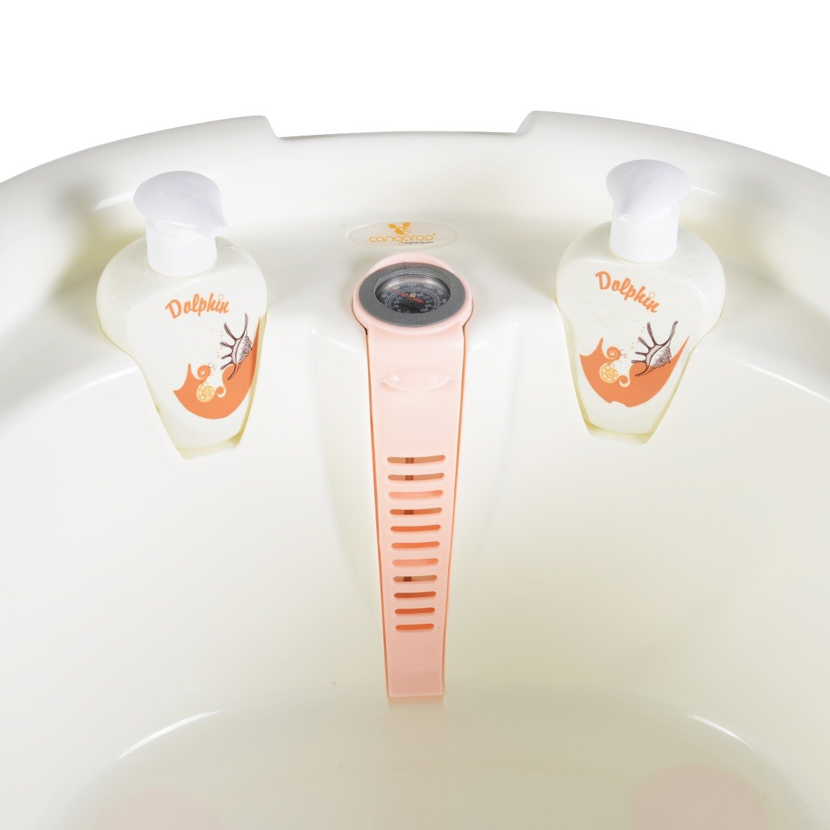 Baby Badewanne Set Dolphin, Thermometer, Drainagerohr, Duschgel- Shampoospender rosa