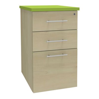 Caisson HT bureau - steely/stelly manager - Profondeur 60 cm - erable - top vert