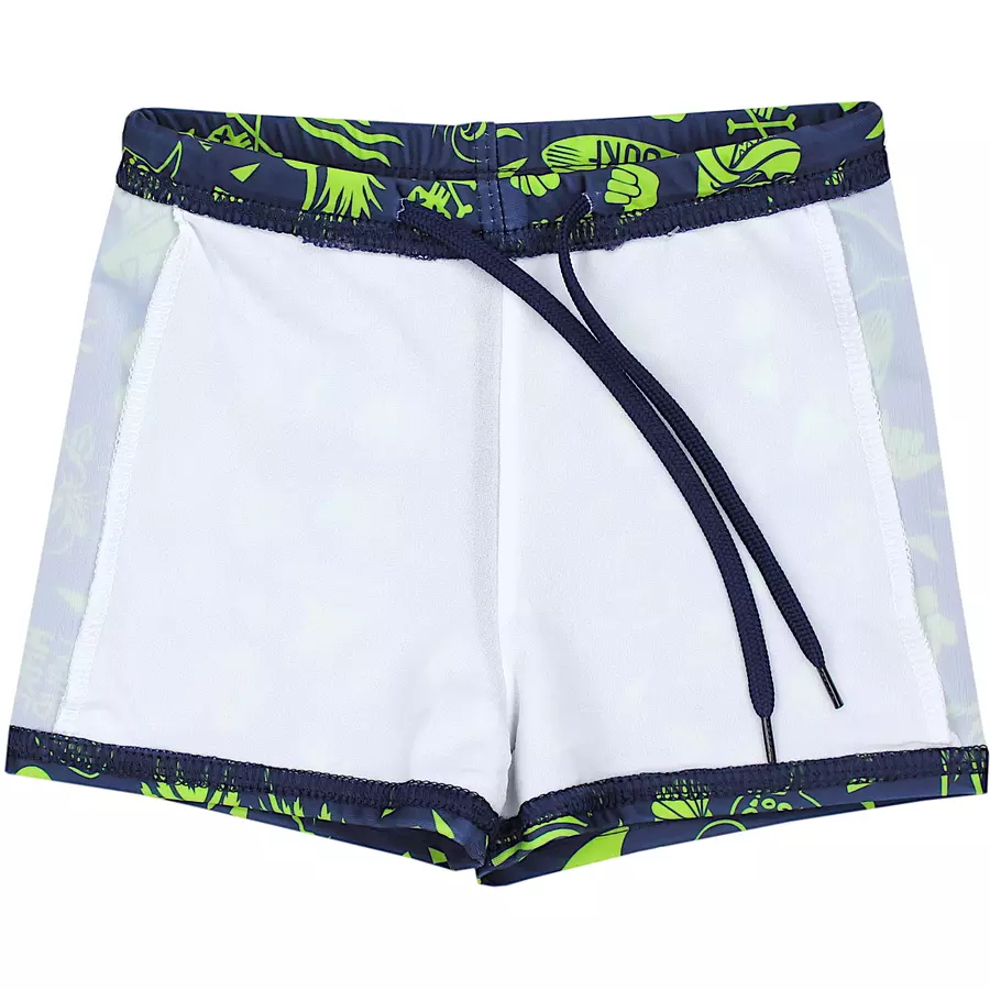 Aquarti Jungen Badehose Gestreift mit Motiven dunkelgrün