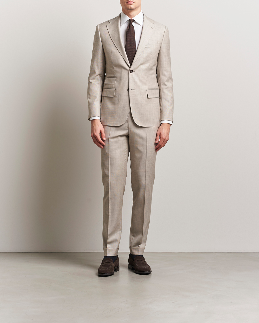 Morris Heritage Prestige Structured Suit Trousers Beige