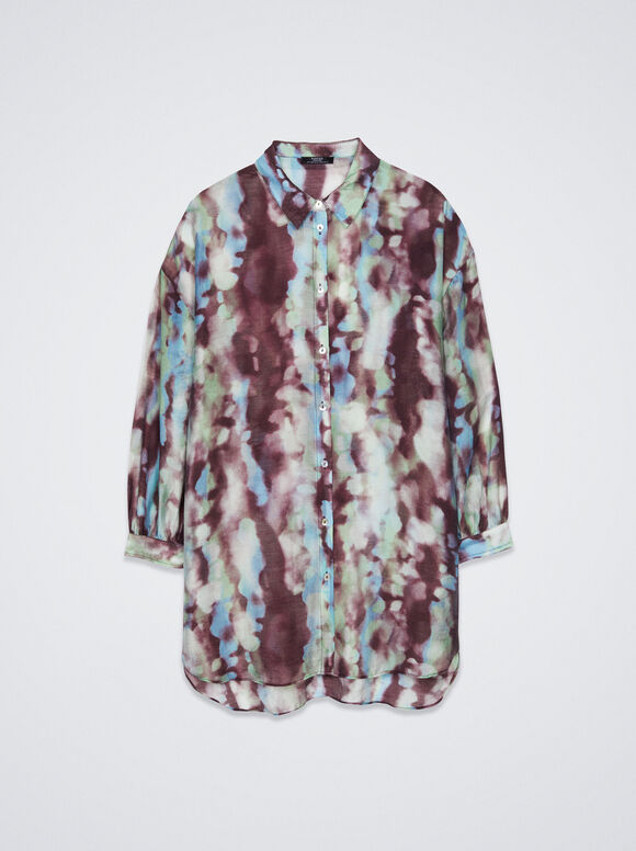 Camisa estampada em liocel - Marrom