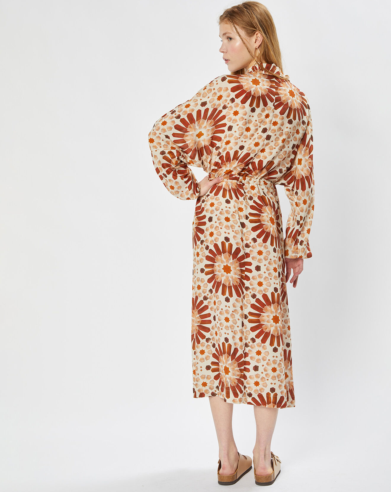 Stella Forest Robe Chemise longue Charlie imprimée terracotta