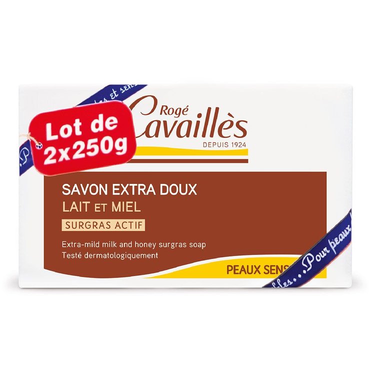 Savon Extra Doux Lait Et Miel 2x250g Surgras Actif roge-cavailles