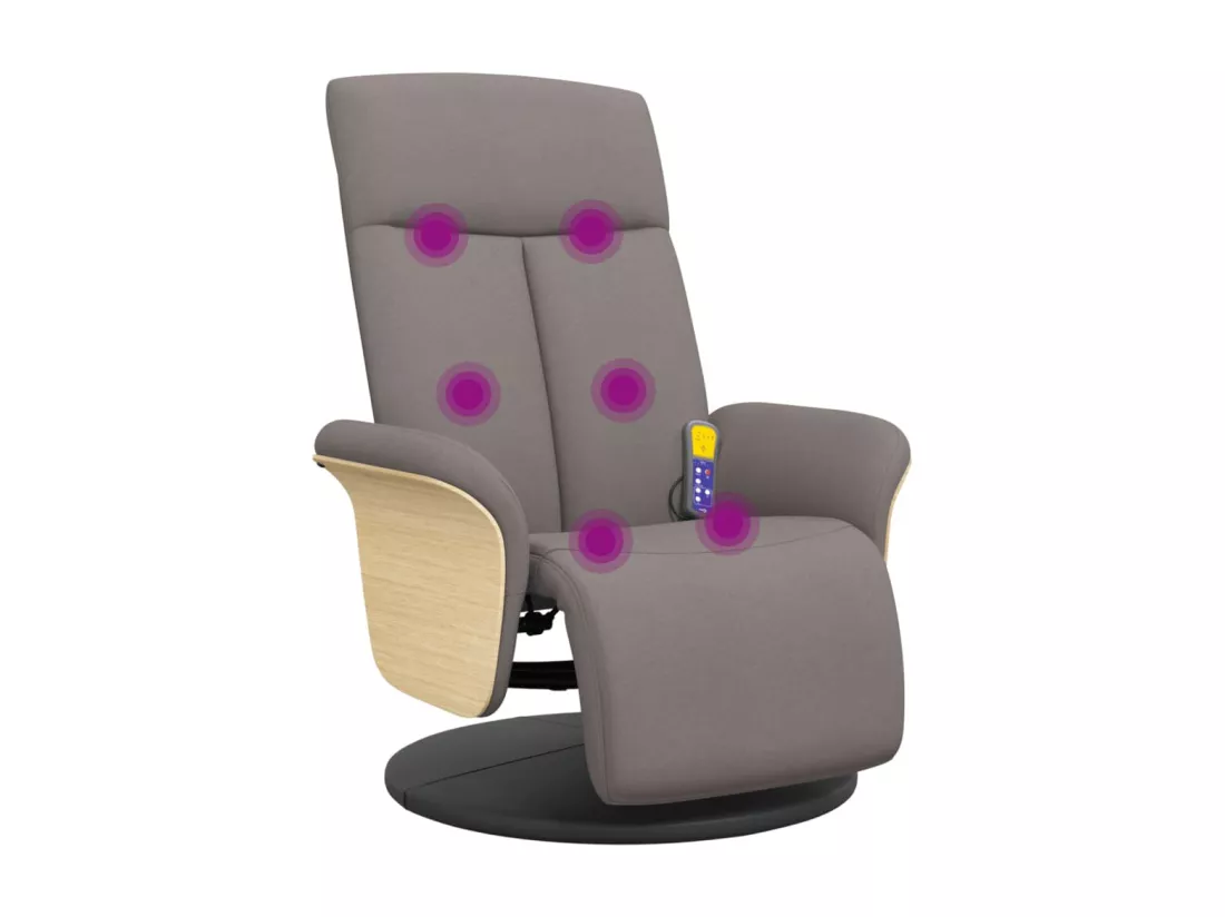 Fauteuil inclinable de massage avec repose-pieds taupe tissu