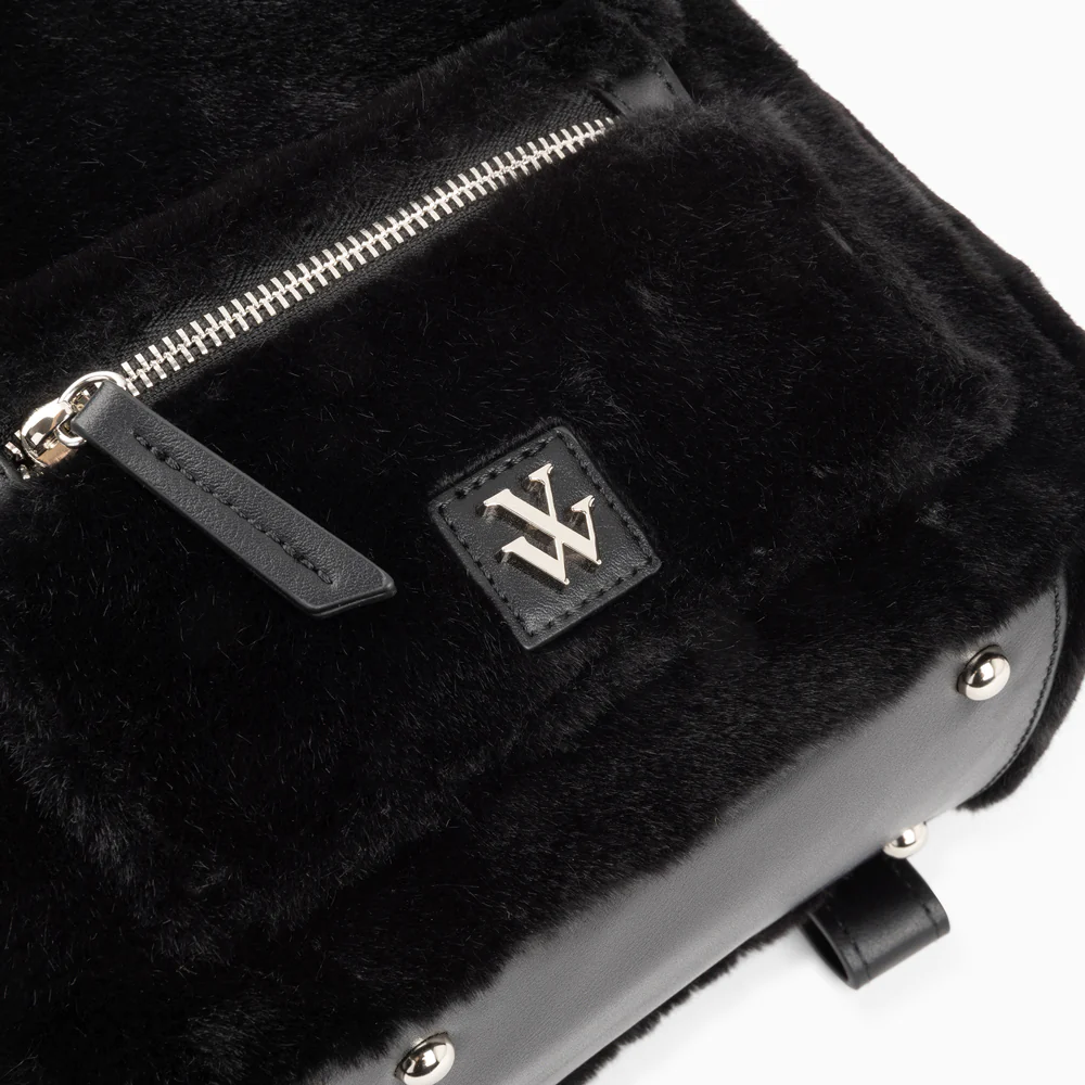 Sacs-Petit sac à dos Moana noir en fausse fourrure