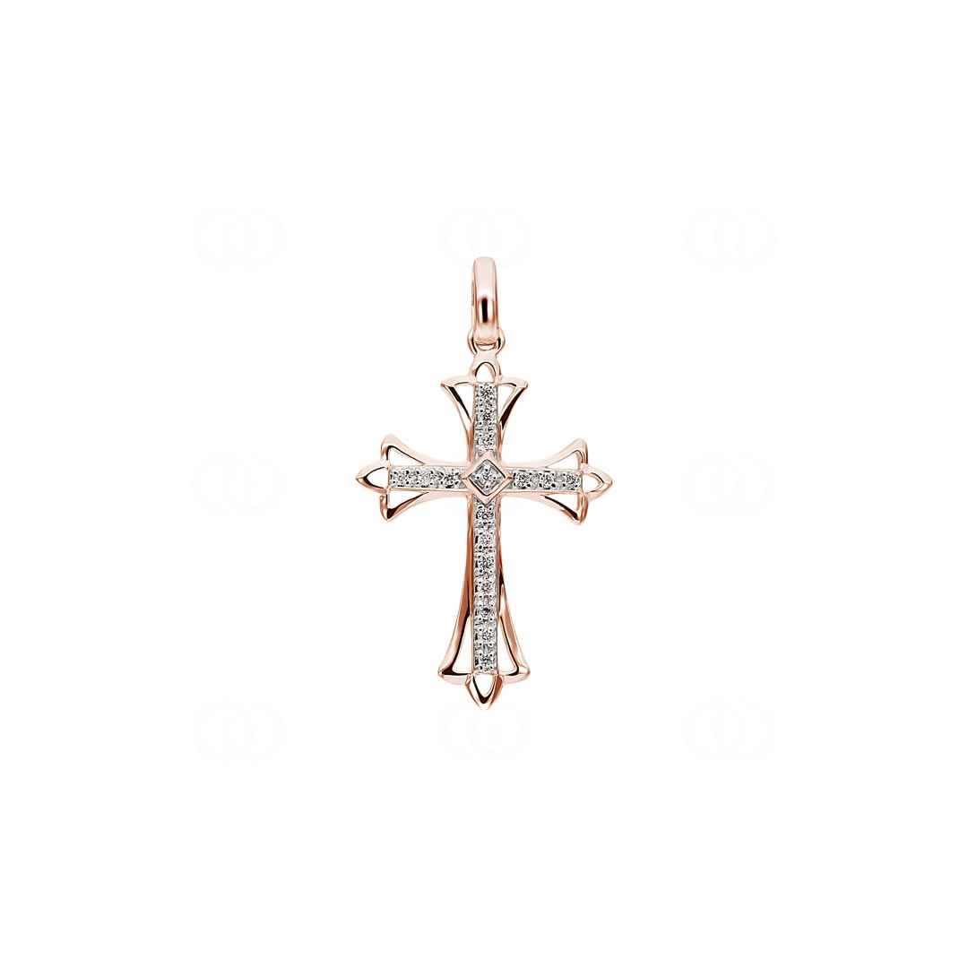 Kreuzanhänger 750/18 K Roségold mit Diamanten 0.05 ct H/si