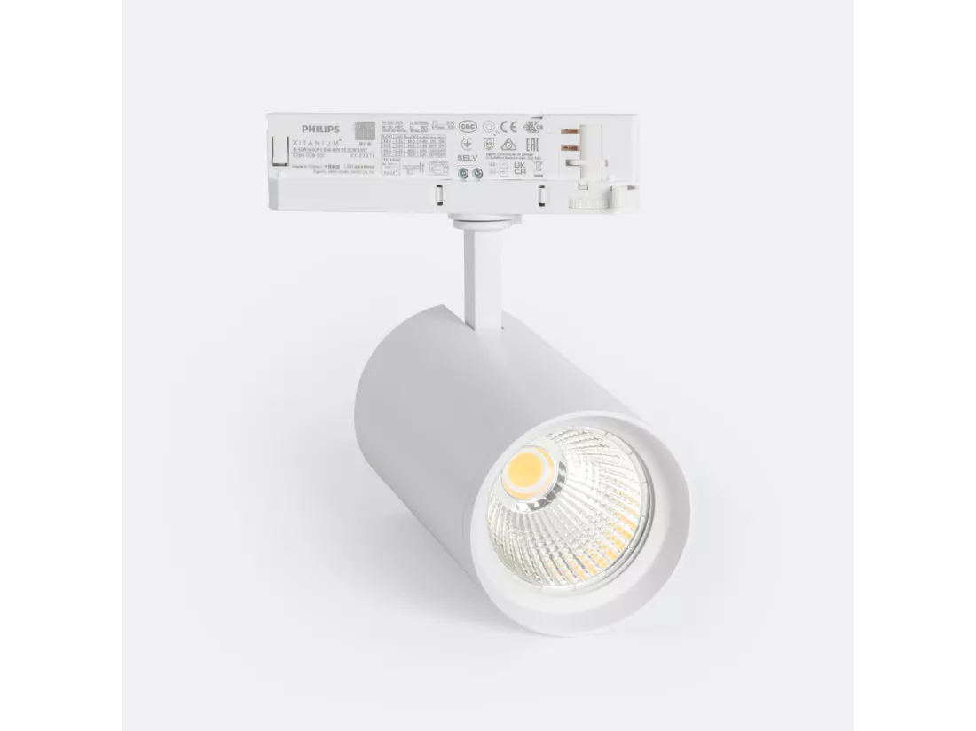 Spot LED sur Rail Triphasé 40W d'Angelo LIFUD Blanc 3000K Blanc chaud