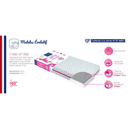 Matelas évolutif 70 x 140 cm - CANDIDE