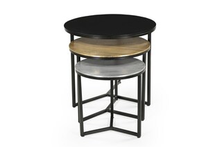 Beistelltisch Set KYLA 3-teilig Schwarz/Gold/Silber