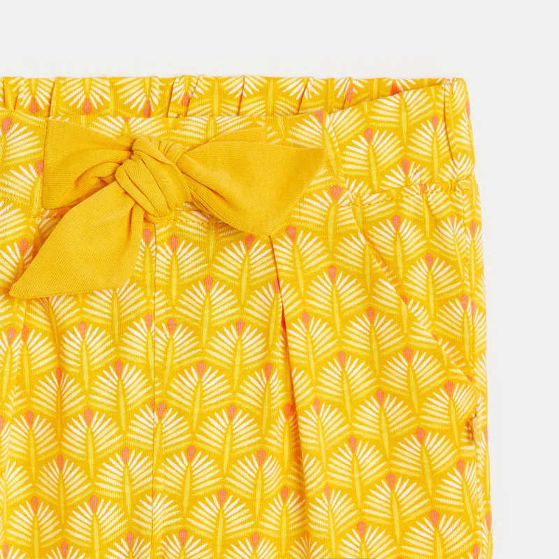 Pantalon imprimé graphique taille élastique jaune bébé fille Jaune