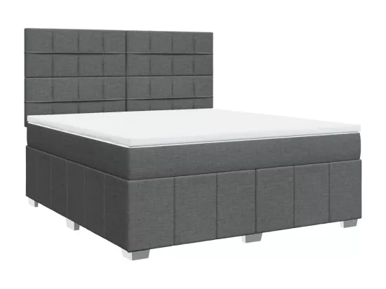 Sommier à lattes de lit avec matelas Gris foncé 180x200cm Tissu