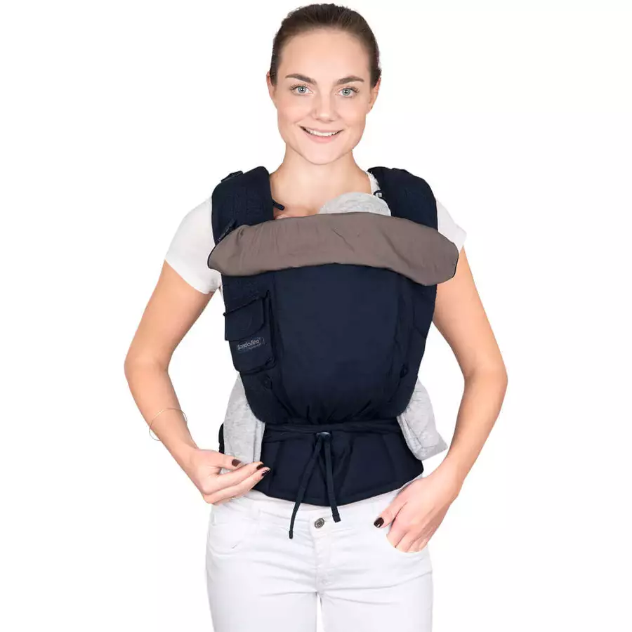 Hoppediz Babytrage Bondolino Plus Popeline marine-grau