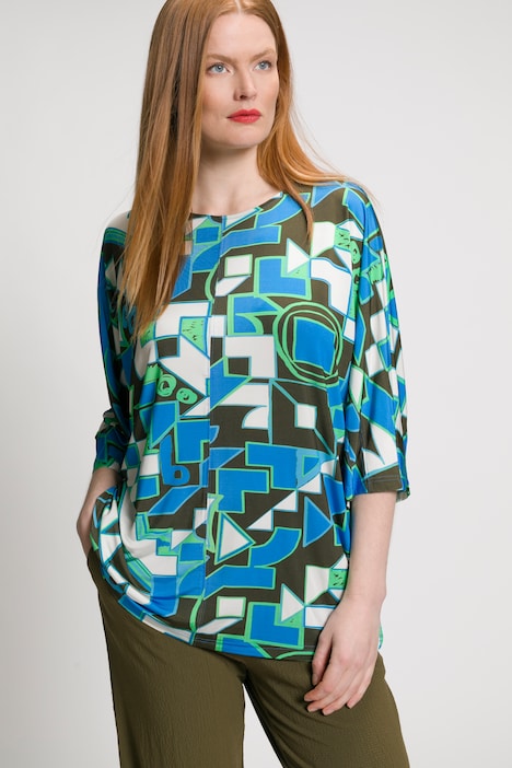 Slinkyshirt, Ziernaht, U-Boot-Ausschnitt, 3/4-Arm