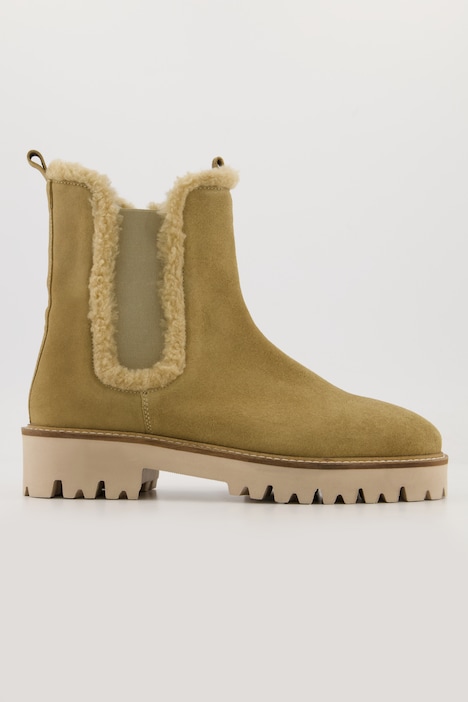 Chelseaboots, Teddyfell-Besatz, Fleecefutter, Weite H