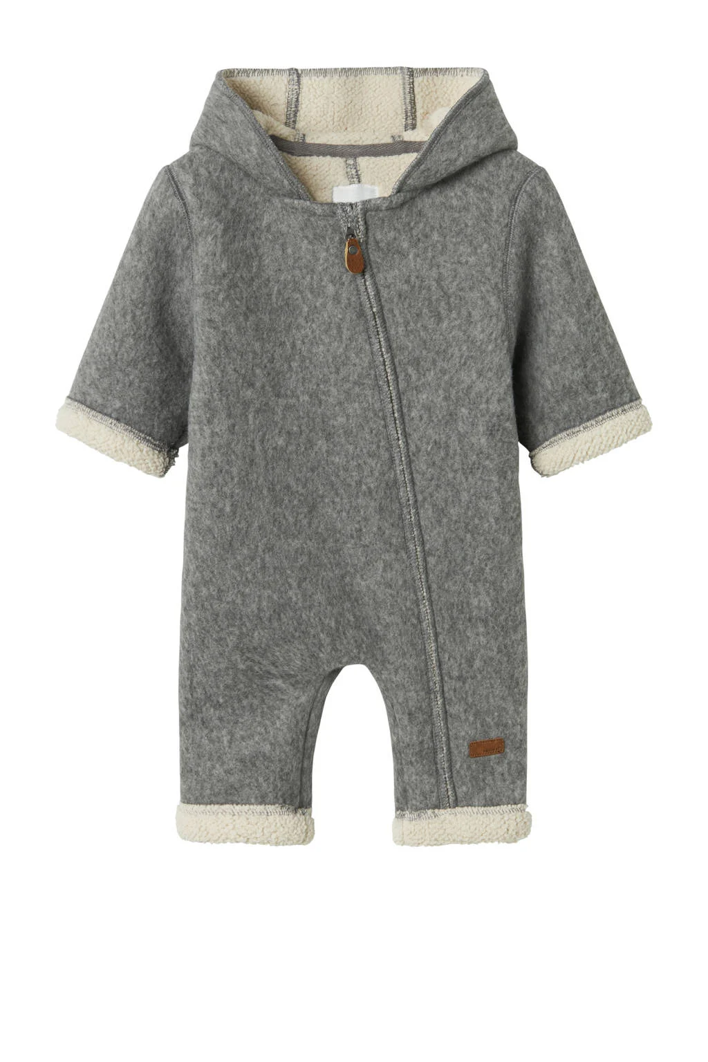 NAME IT BABY babypak met wol en teddy grijs/beige