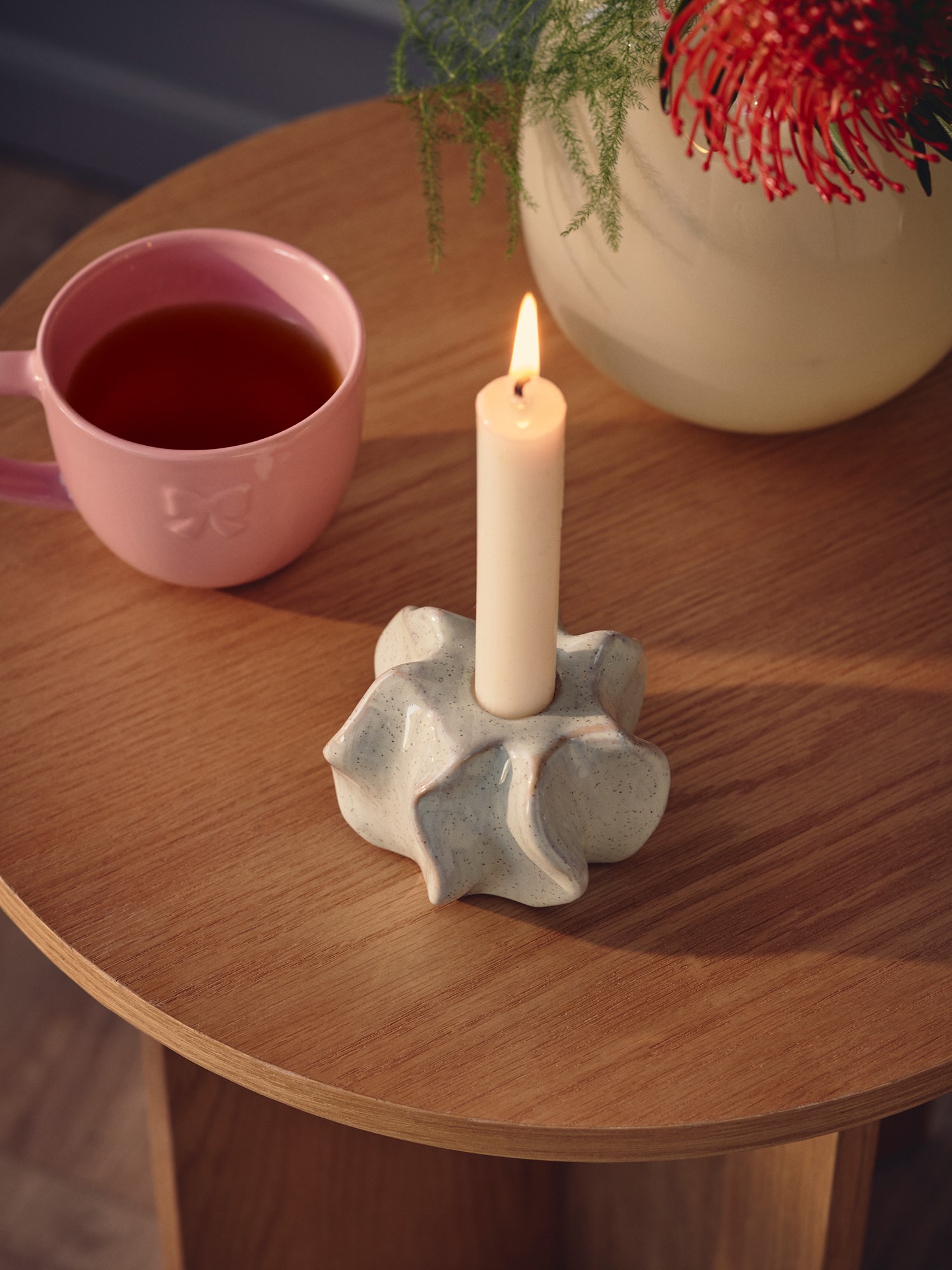 Lysestage | Keramik. 9,3 x 9,3 x 5,8 cm. | Sage Green