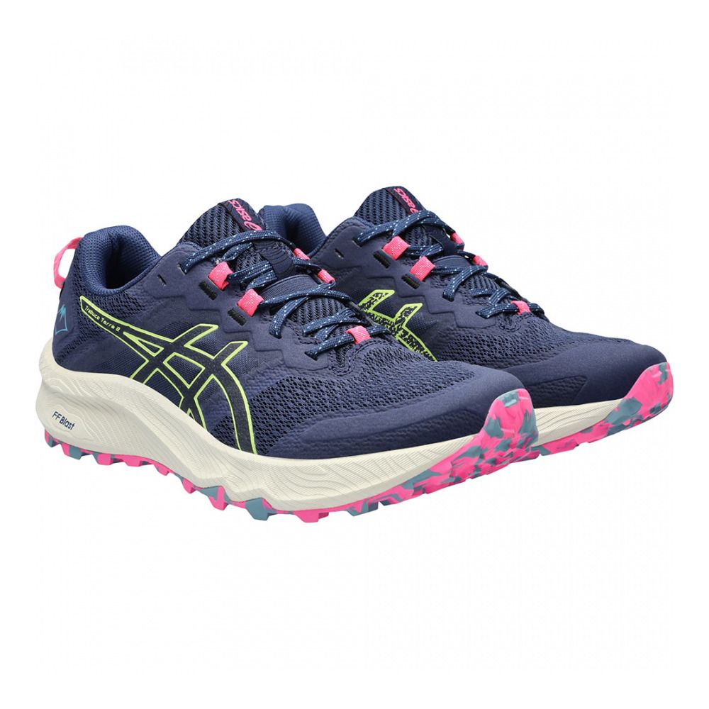 Asics TRABUCO TERRA 2 - Chaussures trail Femme deep ocean/lime green