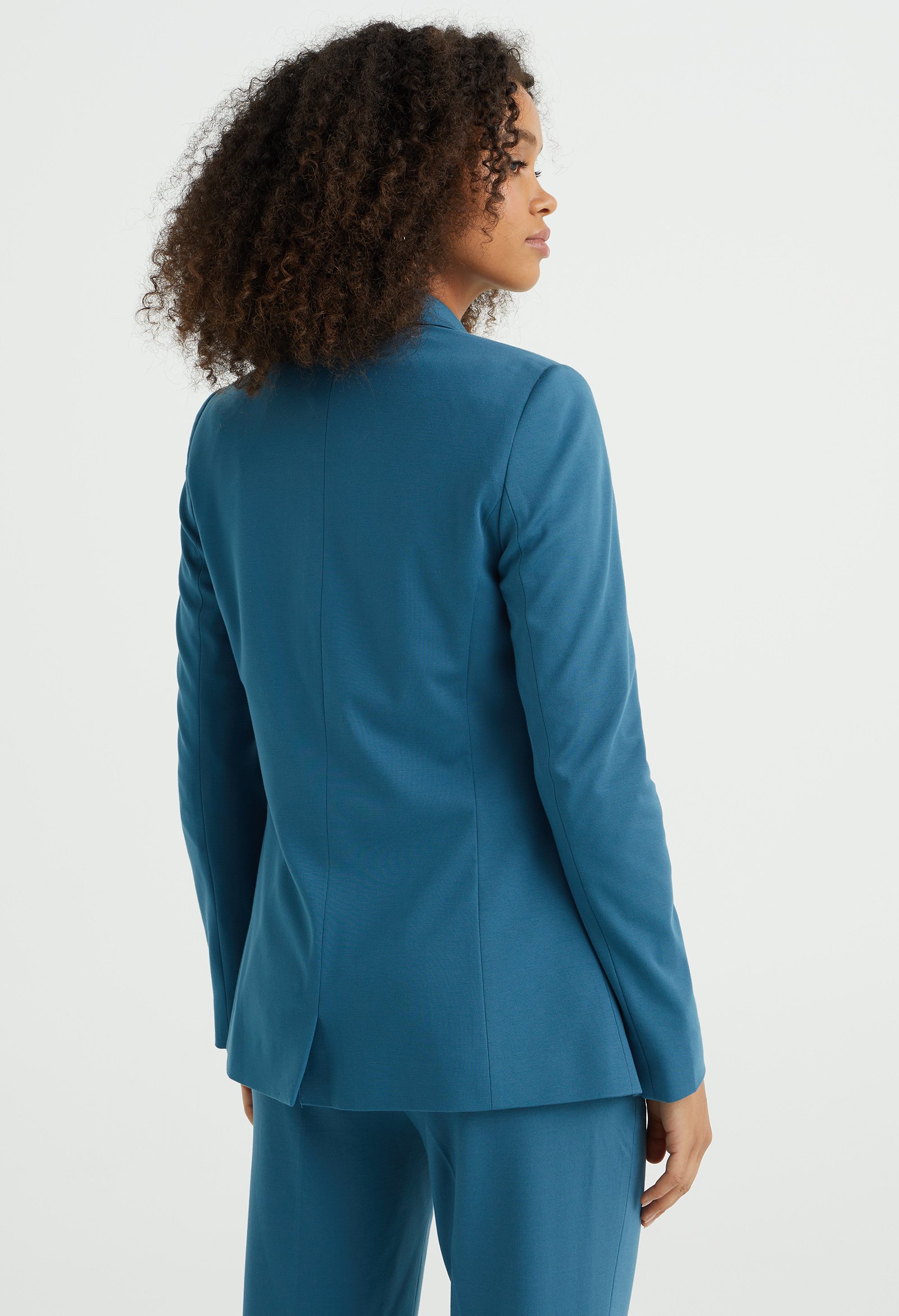 getailleerde jersey-stretch blazer WE Fashion Petrol