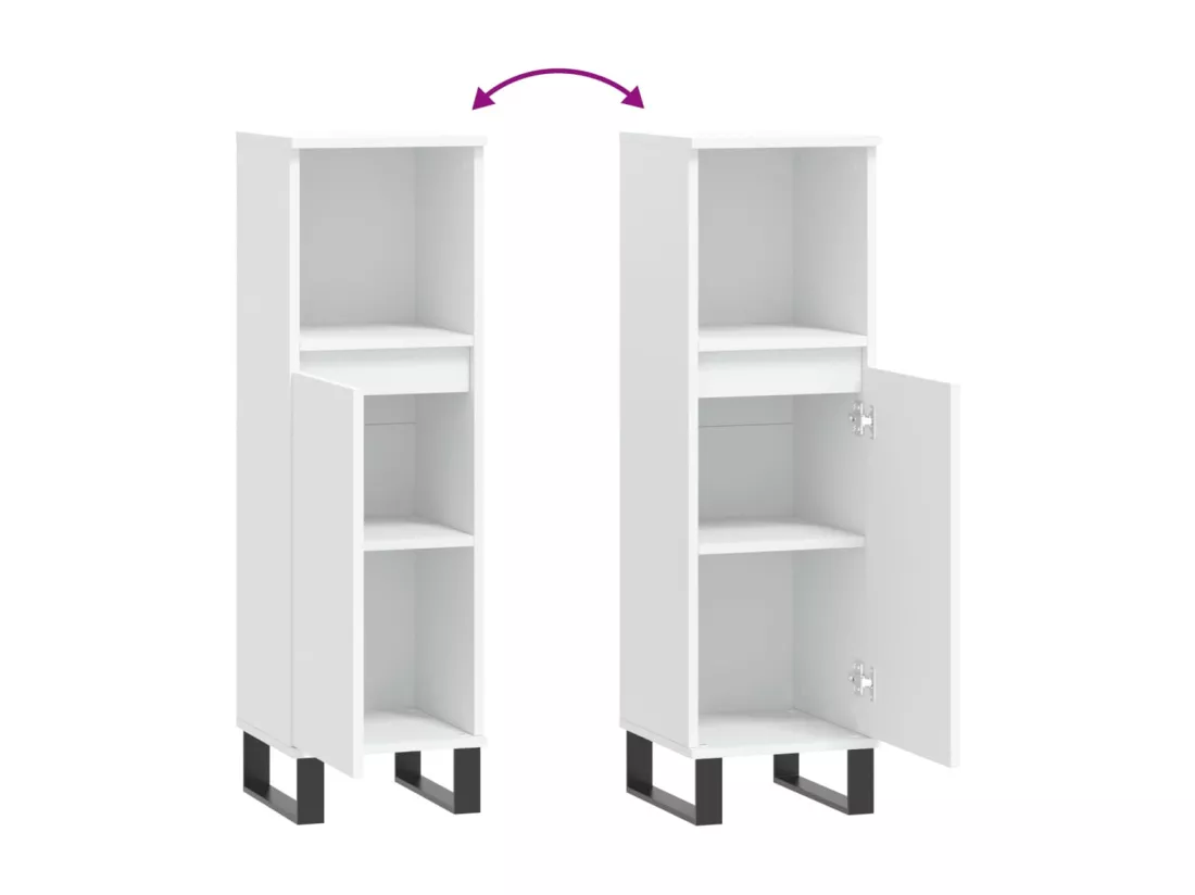 Armoire de salle de bain blanc 30x30x100 cm bois d'ingénierie
