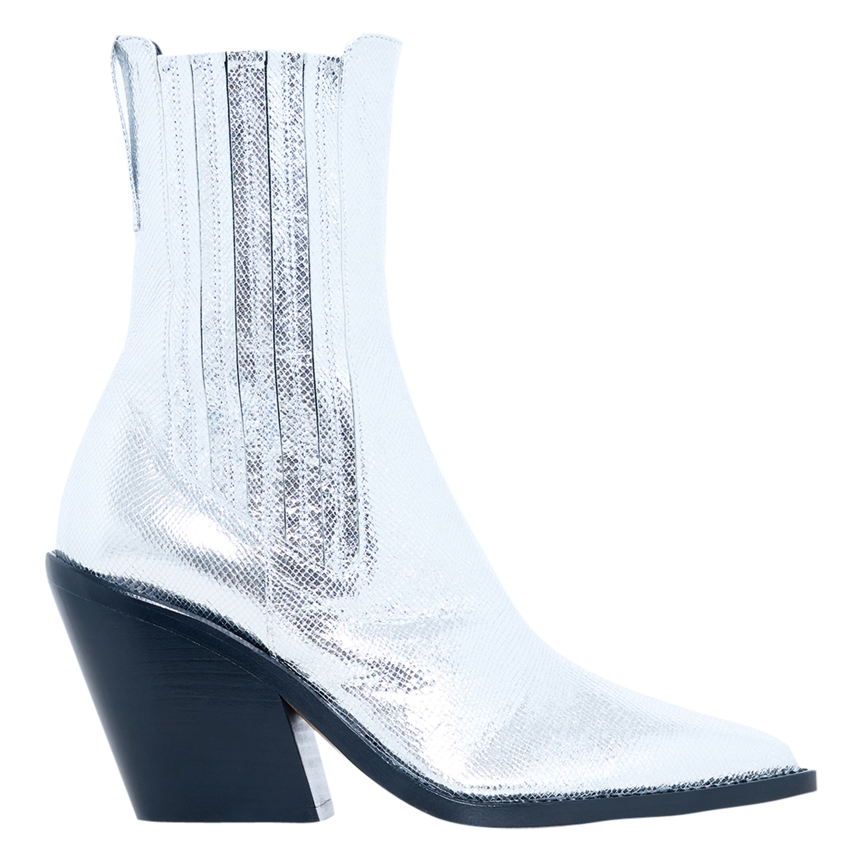 MAZOLAF - Bottines à talons en cuir métallisé| Noir