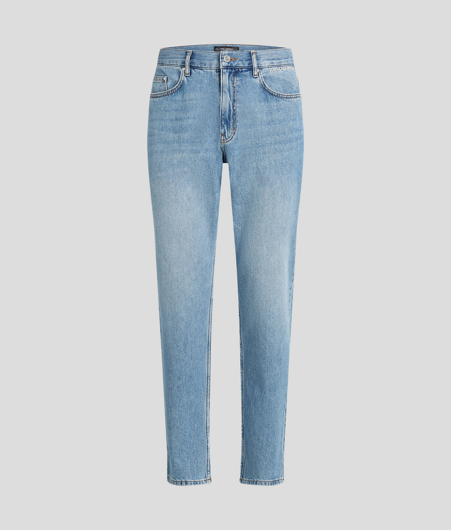 JEAN FUSELÉ AVEC LOGO KARL - Bleu moyen Denim Wash