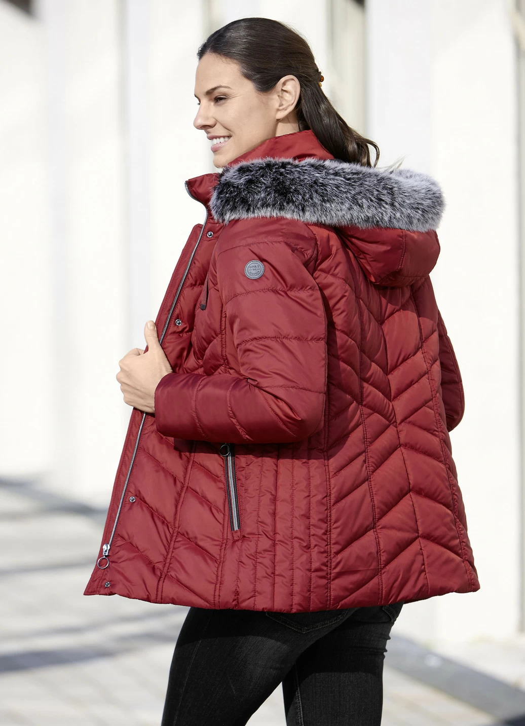 Jacke mit abnehmbarem Kunstpelz-Besatz