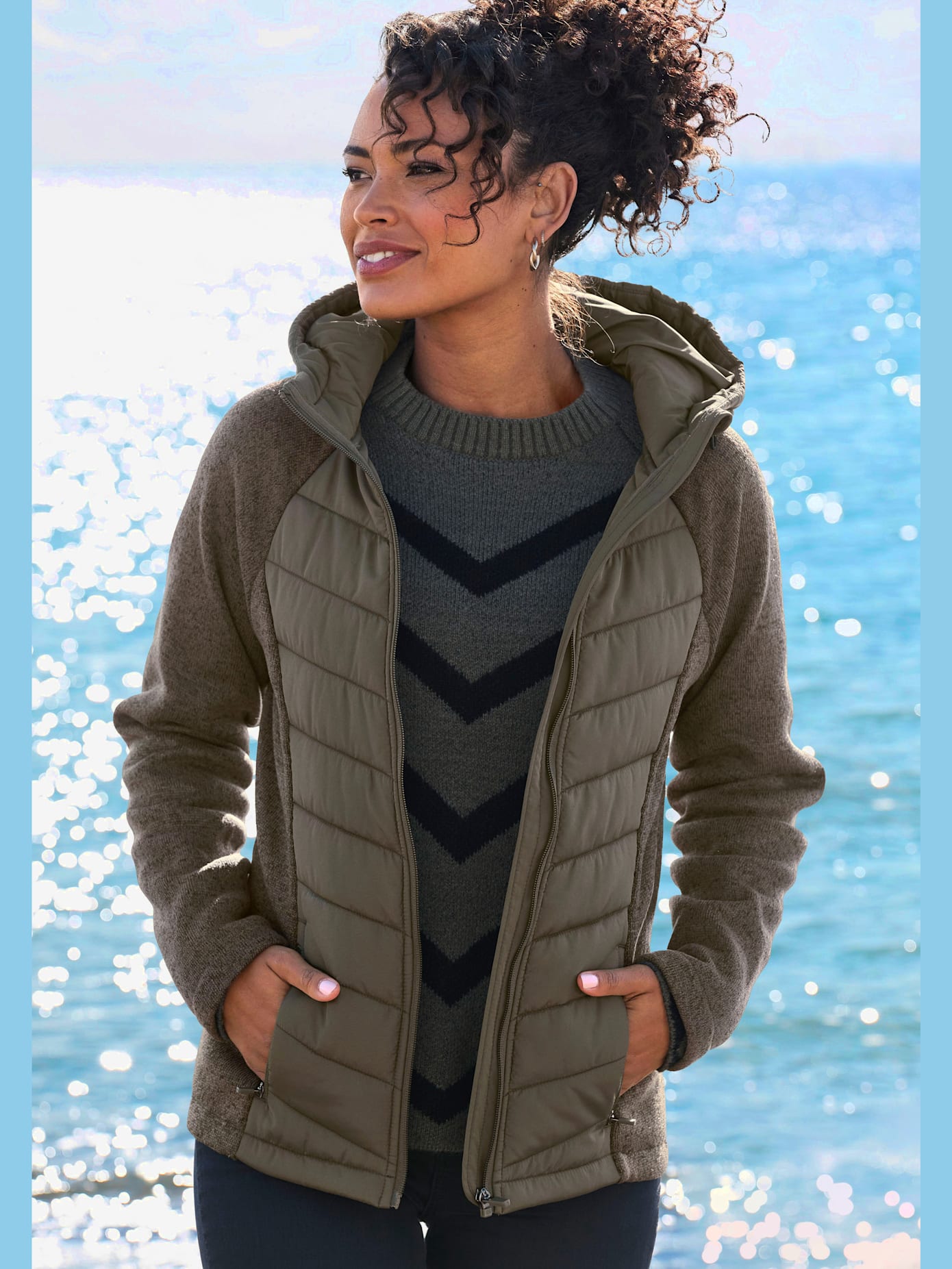 Doudoune veste matelassée en tricot polaire doux aux manches