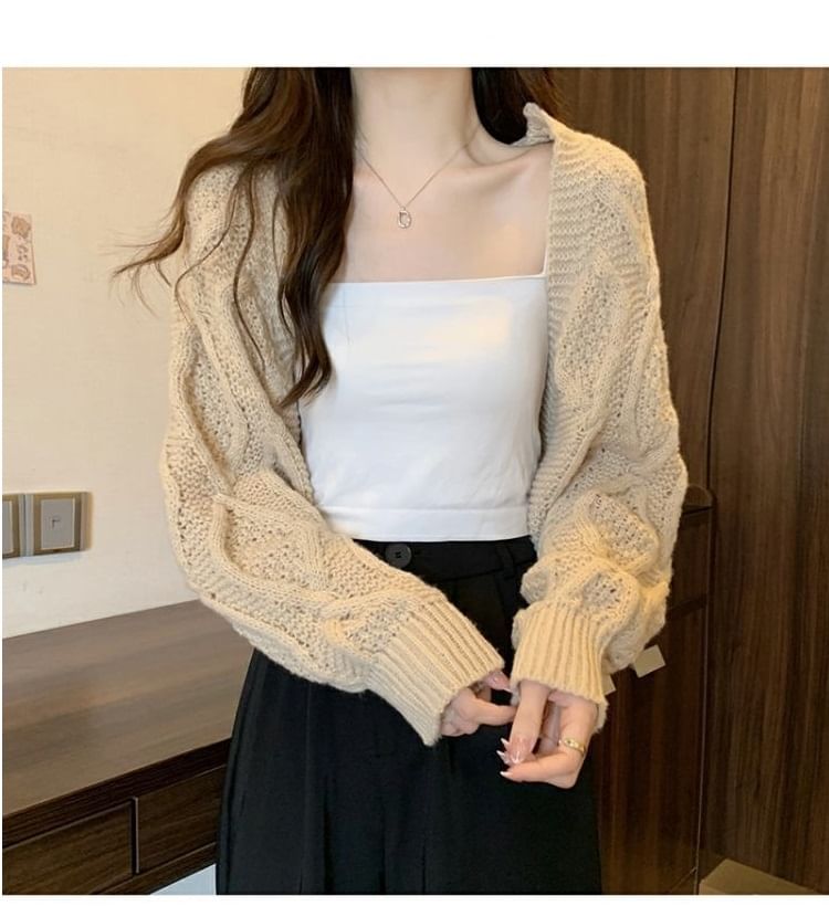 MIKIGA - Open kabelgebreide cardigan