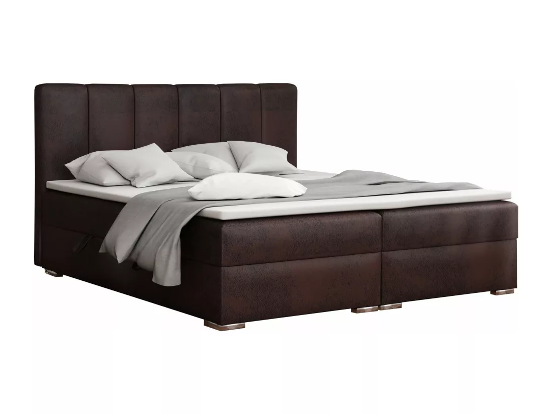 LIT BOXSPRING avec coffres Provo 180x200 cm, Gobi 04 (Brun foncé)
