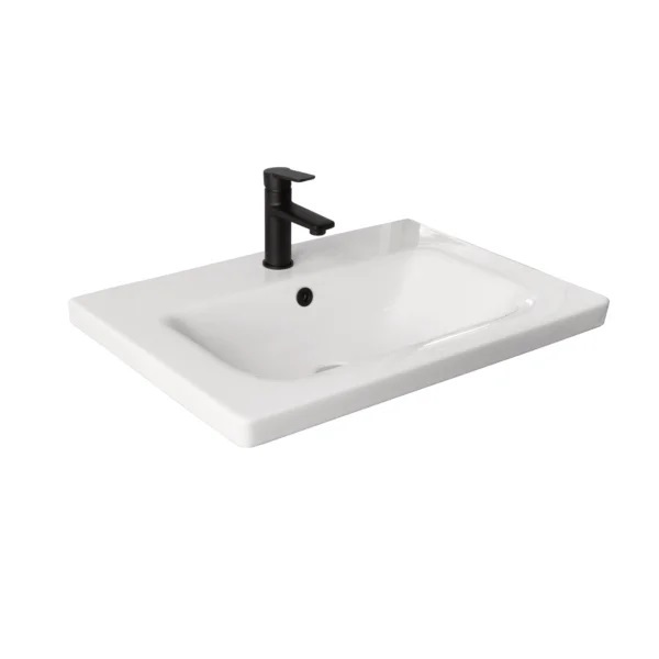 Sanicare Q18 keramische wastafel 65cm met kraangat wit glans