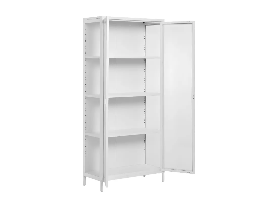 Brisbane - Vaisselier en verre et métal H175cm - Blanc