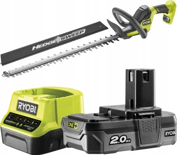Ryobi One  RY18HT55A-120 - Hæktrimmer - ledningfri - 18 V - 2 Ah inkluderet oplader - 1350 opm - 55 cm - Skærekapacitet 24 mm - 2.8 kg