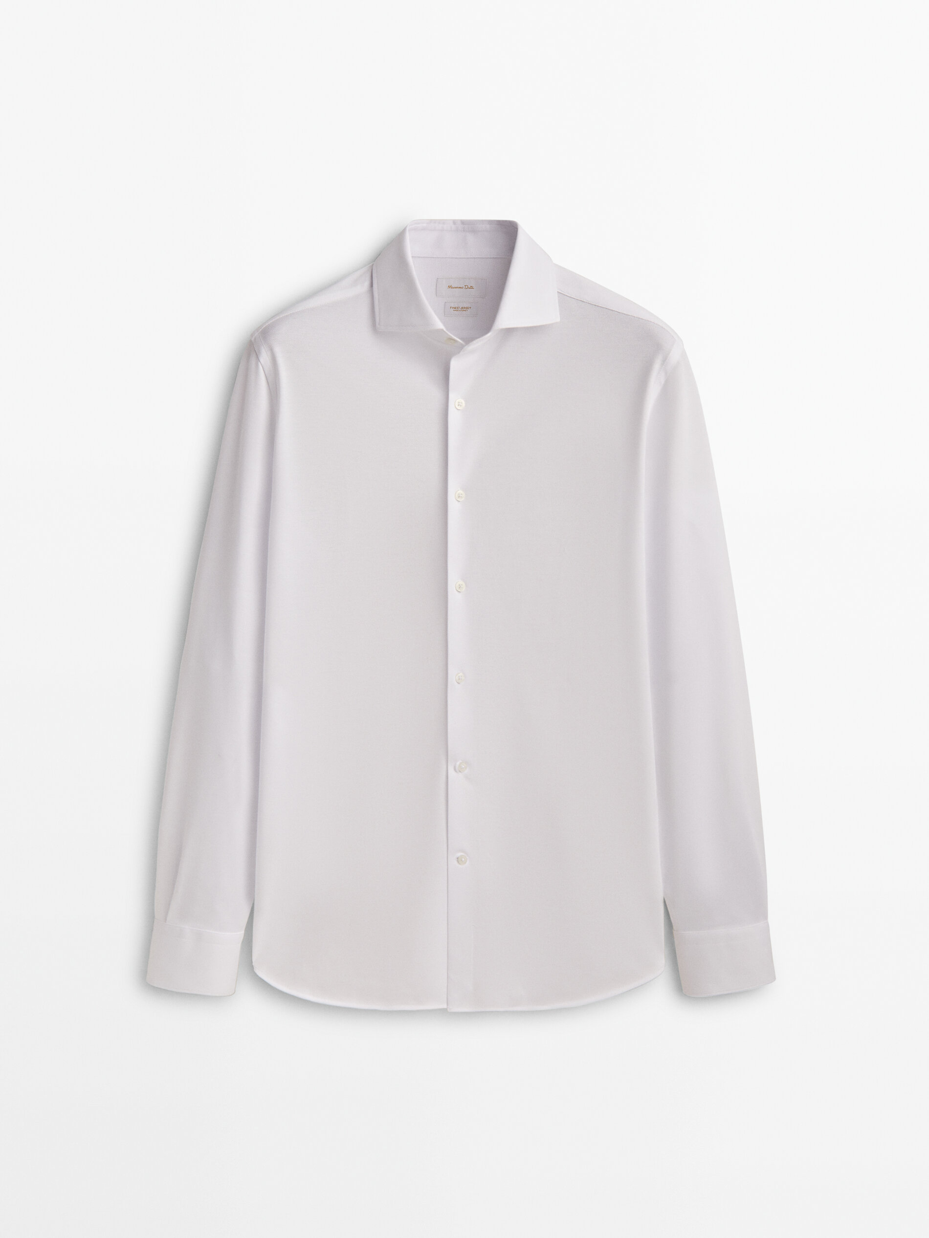 Camisa slim fit com ponto crochê - BRANCA