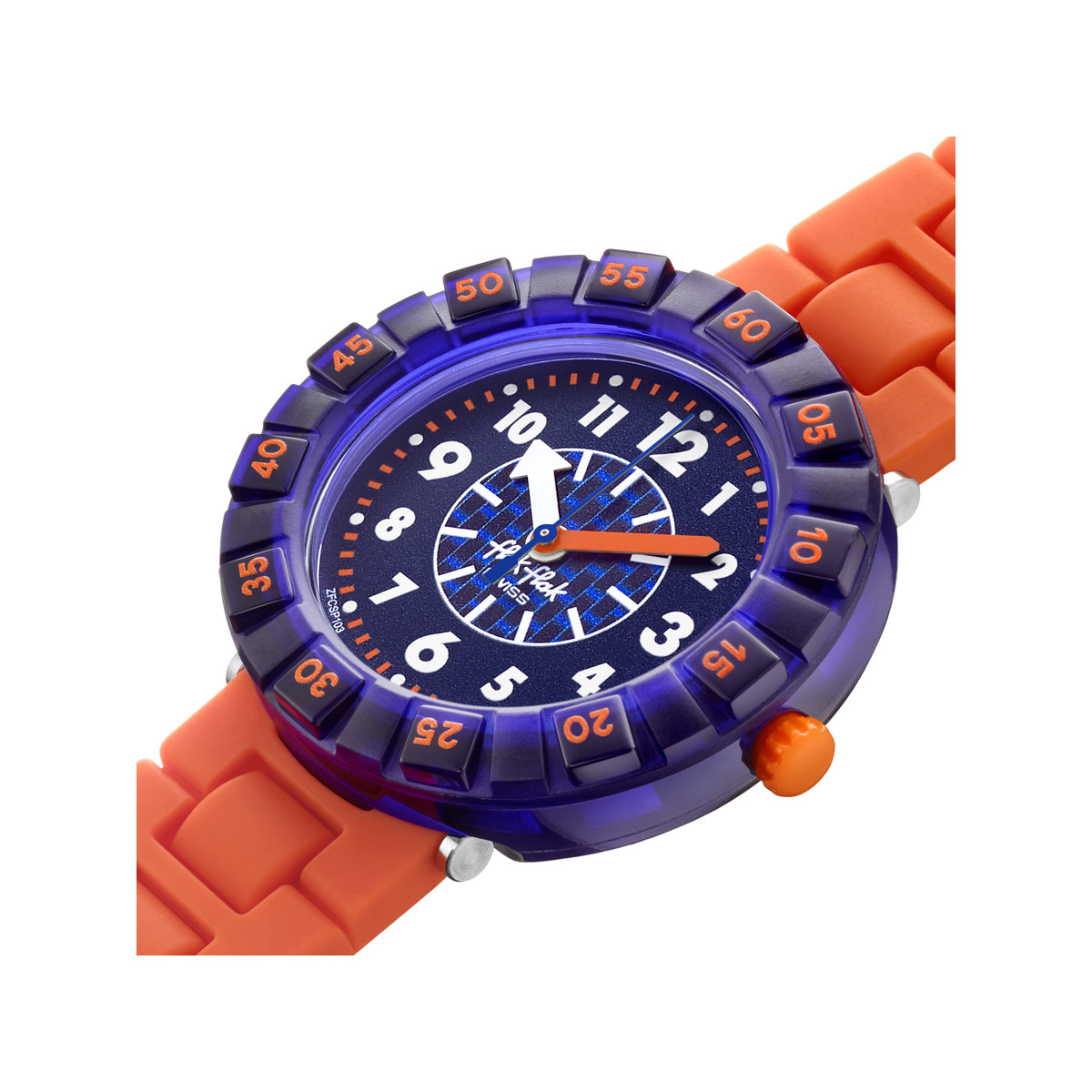 Montre FLIK FLAK City of life Orangebrick enfant plastique biosourcé bracelet silicone orange