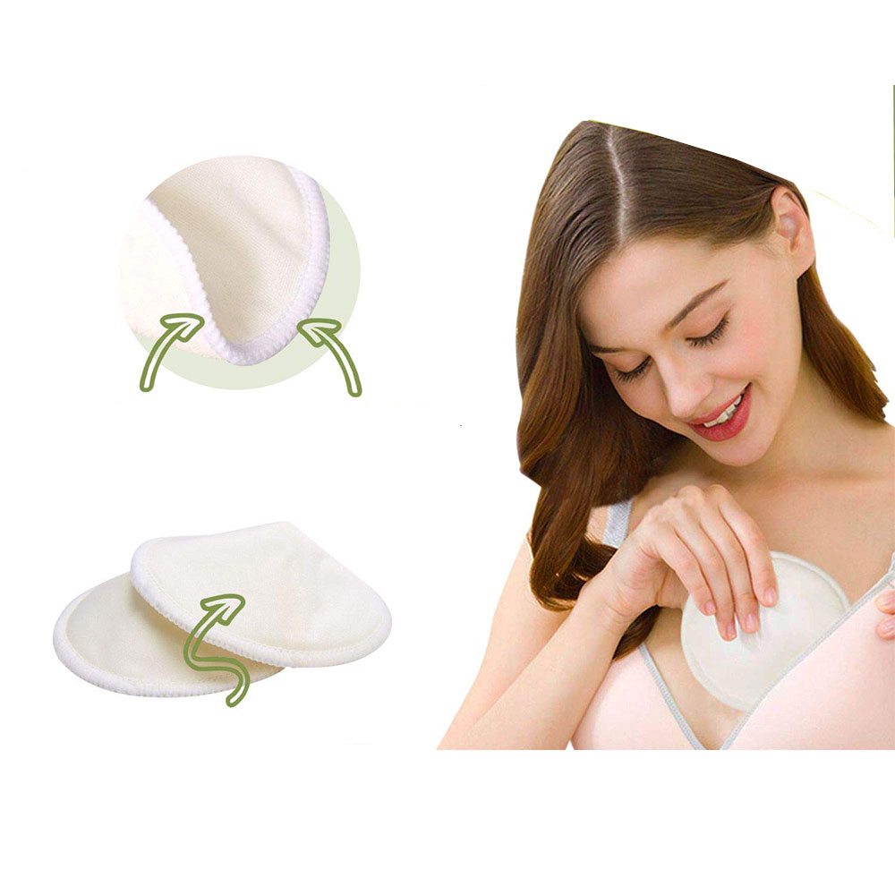 (2er Set) Ø11cm Wiederverwendbare Bio Bambus Still Einlagen - Beige