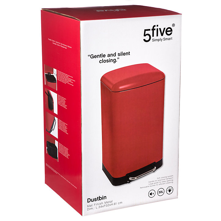 Poubelle à pédale rectangle Auriane 5Five 30L rouge