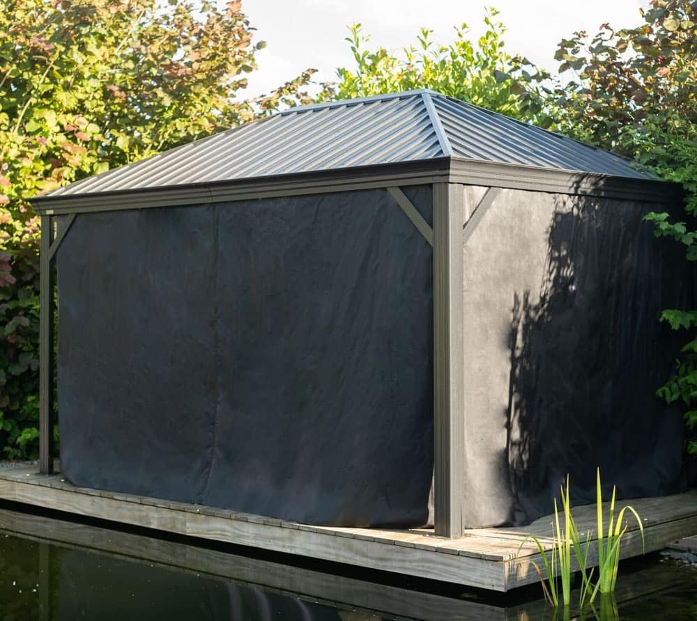Sojag Alu Pavillon Marsala 1014 | Hardtop Pavillon mit Moskitonetz | Anthrazit | 298x423x278 cm