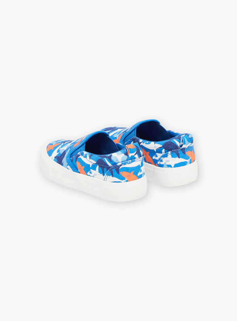 Slip-on bleu à imprimé requins