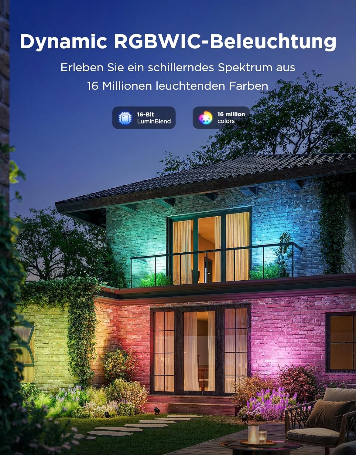Govee Outdoor LED Strahler, IP67 Wasserdichte Gartenbeleuchtung, RGBWIC Led Strahler Außen, Dimmbar 700lm von 69 Szenenmodi und 16Mio. Farben, Funktioniert mit Alexa, Google Assistant, Matter. 4 Pack